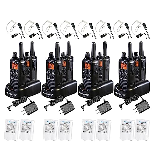 Midland LXT600BBX4 FRS Business Walkie Talkies - Long Range 36-Channel Two-Way Radios with Headsets and Charging Base, NOAA Weather Alerts (8-Pack, Black) | Long Range 36-Channel Two-Way Radios with Headsets and Charging Base, NOAA Weather Alerts (8-Pack,