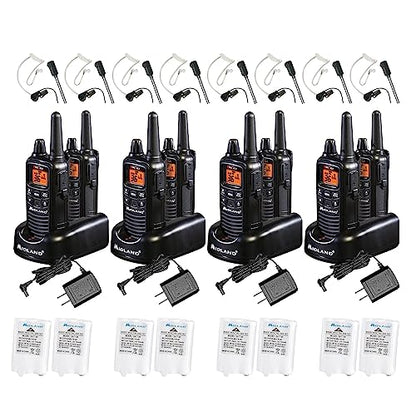Midland LXT600BBX4 FRS Business Walkie Talkies - Long Range 36-Channel Two-Way Radios with Headsets and Charging Base, NOAA Weather Alerts (8-Pack, Black) | Long Range 36-Channel Two-Way Radios with Headsets and Charging Base, NOAA Weather Alerts (8-Pack,