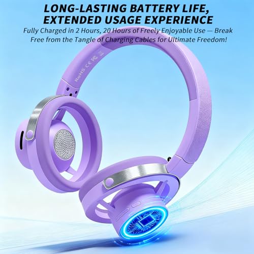 Open-Ear Headphones, 20+ Hour Playtime, Immersive Sound, Wireless Bluetooth Headphones for School, Work, Travel&Daily Use,Purple - color: Purple