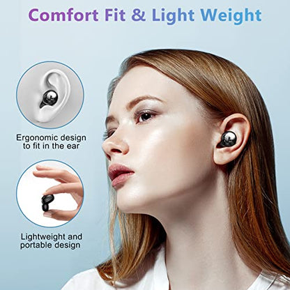 ELOVEN Wireless Earbuds Deep Bass Stereo Sound Bluetooth Earbuds 120H Black | True Wireless Headphones with Ear Caps (S/M/L) for Samsung S26/S25/S24/S23/S22 Ultra Z Flip 5/4/3/Fold 5/4 iPhone 16/15/14 - color: Black