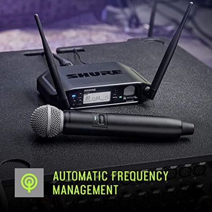 Shure GLXD2+/SM58 Handheld Transmitter with SM58 Vocal Mic Capsule - for use with GLX-D+ Dual Band Digital Wireless Microphone Systems, Receiver Sold Separately (GLXD2+/SM58=-Z3) | Dual Band Technology with SM58 capsule and SB904 battery for vocals, perfo