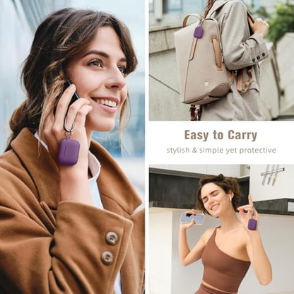 Hamile Compatible AirPods Pro Case Protective Silicone Case Shockproof Cover Skin for Apple AirPod Pro 2019 Charging Case, with Keychain, Purple - color: Plum