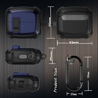 Compatible Samsung Galaxy Buds 3 Pro Case/Bud 3 Cover Clip with Cleaner Kit, Military Shell Protective Armor Case Cover with Lock & Carabiner for Galaxy Buds 3/3 Pro 2024 Men Women Black Blue - color: Black-Blue