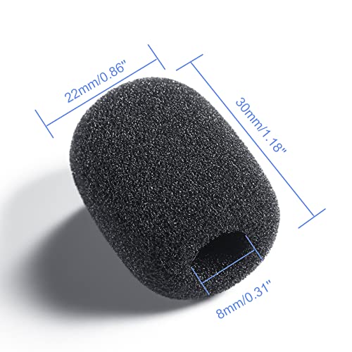 200 Pieces Mini Foam Microphone Windscreen Mic Covers Foam Protection for Small Lapel and Headset Microphones Noise Reduction, Black