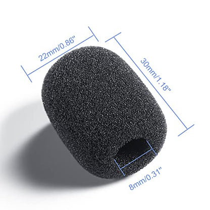 200 Pieces Mini Foam Microphone Windscreen Mic Covers Foam Protection for Small Lapel and Headset Microphones Noise Reduction, Black