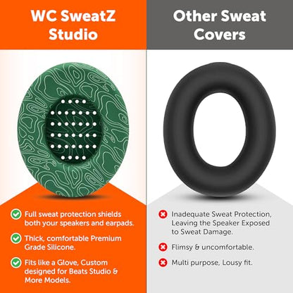 WC SweatZ Studio - Patented Covers for Beats Studio 3 (A1914) & 2 (B0500) | Made by Wicked Cushions | Made with Premium Silicone | Also fits B0501 | Emerald Tide - color: Emerald Tide