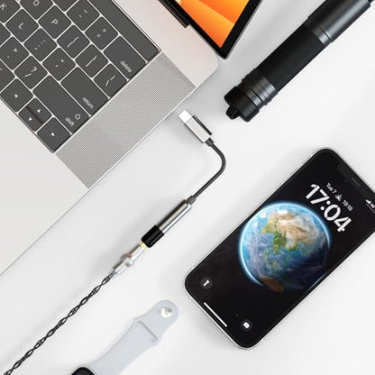 SHANLING UA MINI USB C DAC to 3.5mm Audio Adapter Portable DAC Headphone Amplifier with LED Light Audio Cables High Resolution 32bit/384Khz for Android/iOS/Windows/Mac (Black) - color: Black
