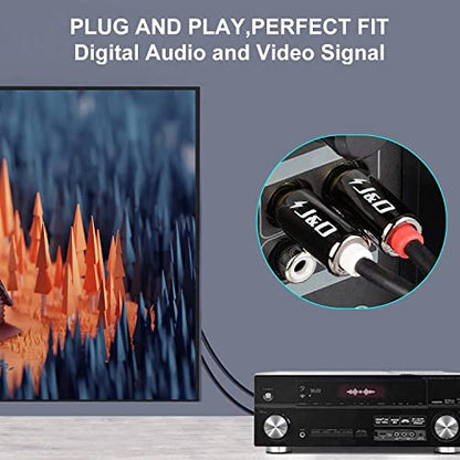J&D 1/4 inch TRS to Dual RCA Audio Cable, Gold Plated Copper Shell Heavy Duty 6.35mm 1/4 inch Male TRS to 2 RCA Male Stereo Audio Y Splitter Cable, 15 Feet - size: 15ft