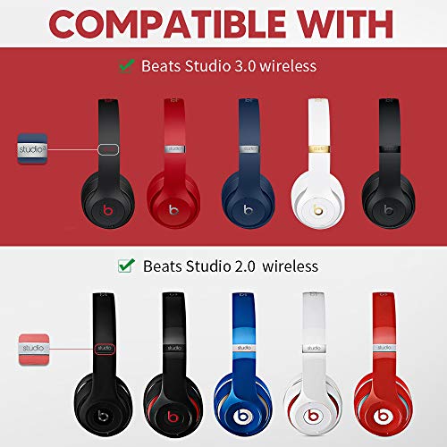 Beats Studio 3 Ear Pads, BUTIAO Replacement Protein Leather Earpads Memory Foam Ear Cushion Cups Repair Parts for Beats Studio 3 Studio 2 Wireless Wired Headphones by Dr.Dre (ShadowGray) - color: DarkGray