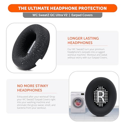 WC SweatZ QC Ultra - Patented Covers for Bose QuietComfort Ultra Gen 1 & 2 | Made by Wicked Cushions | Made with Premium Silicone, Sweatproof & Washable | Black - color: Black