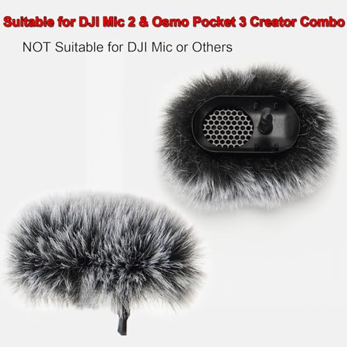 Microphone Windscreen for DJI Mic 2, Furry Wind Muff Compatible with DJI Mic 2, Fur Microphone Cover Pop Filter Sound Insulation (2 Pieces)