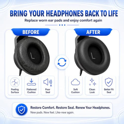 Replacement Ear Pads for AKG Audio K52 K72 K92 M220 K240 K241 K242 K271 K272 K340 K550 K551 K553 MKII MK2 Headphones, Protein Leather Earpads Cushions with Memory Foam, 1 Pair-Black - color: Black-Letter