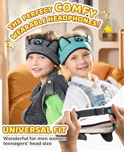 KIDSBAND Kids Headphones for Plane, Wireless Headband Adjustable, Does Not Press The Ears, Convenient for Long-Time Use, Headphones for Boys,Girls,Sleeping,School,Air Travel,Smartphones,Tablet - color: Green