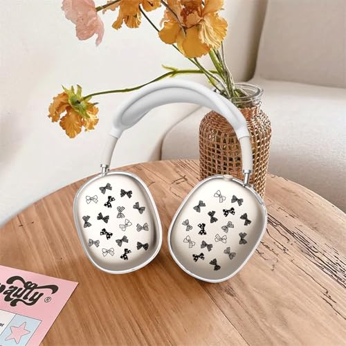 Black Cute Bows Clear Case for Airpods Max Headphones Lovely Girly Pattern Soft TPU Ear Cups Cover Anti-Scratch Silicone Ear Pad Protective Case 53 Headband Cover for Apple Airpods Max - color: Black bow 05