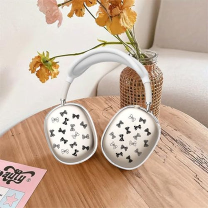 Black Cute Bows Clear Case for Airpods Max Headphones Lovely Girly Pattern Soft TPU Ear Cups Cover Anti-Scratch Silicone Ear Pad Protective Case 53 Headband Cover for Apple Airpods Max - color: Black bow 05