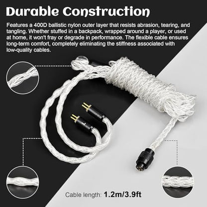 IEM Cable Compatible with Linsoul 7Hz x Crinacle Zero:2, Salnotes Zero, Kiwi Ears Orchestra Lite, Cadenza, Quartet, Astral, Hype4, Supermix4, Kiwi Ears Terras IEM Cable with 2.5mm/3.5mm/4.4mm Plug