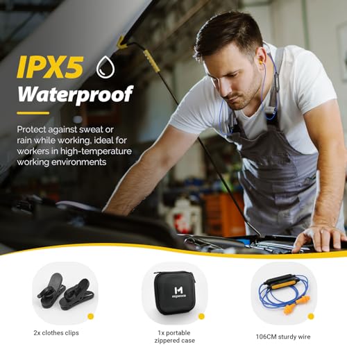 MIPEACE Bluetooth Work Earplugs Headphone,Wireless in-Ear Noise Isolating Earbuds,29dB Noise Reduction Headphone with Control,19+ Hours Battery for Lawn Mowing Safety Industrial Construction(Black) - color: Black