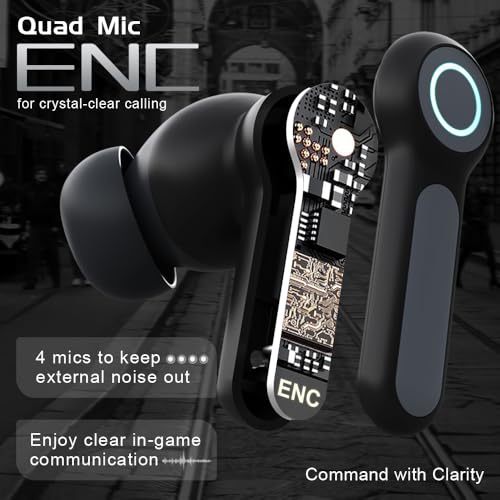 G07 Wireless Earbuds with RGB LED Light Gaming Earbuds with 40ms Low Latency Dual Game and Music Mode Earphones Wireless Headphones with 50 Hours Worktime IPX5 Waterproof (Black) - color: Black