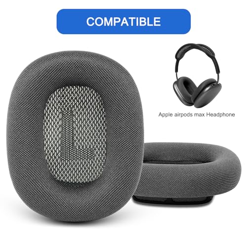 Ear Cushions for Apple AirPods Max, GVOEARS Mesh Earpads Replacement Cover | Air Pods Max Headphones Ear Muffs with Soft Foam & Strong Magnet (Space Gray) - color: Gray-Mesh