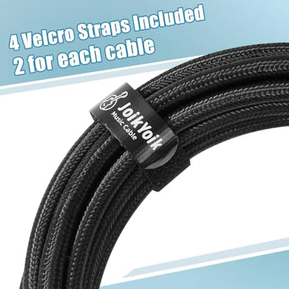 2-Pack 6.6 Feet Tweed Braided 1/4 Inch TS Guitar Cables, Black | Strain relief, Anti-kink, no signal loss, fit electric guitar, bass, amp - color: Black, size: 6.6ft