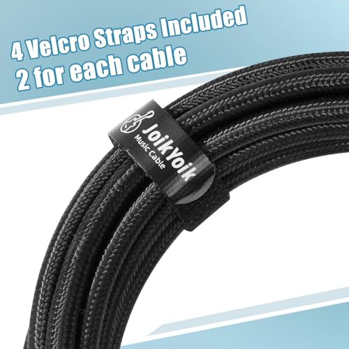 2-Pack 20 Feet Tweed Braided 1/4 Inch TS Guitar Cables, Black | Strain relief, Anti-kink, no signal loss, fit electric guitar, bass, amp - color: Black, size: 20ft