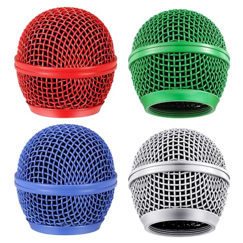 Facmogu 4PCS Beta58A Mesh Microphone Heads, Microphone Head Replacement, Microphone Grille Ball Head With Inner Foam, Beta 58A Steel Wireless Mic Head Cover, Round Microphone Head Grill - Mulitcolor - color: Multicolor