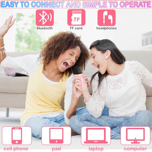 Mini Karaoke Machine for Kids & Adult, 4-12 Years Old Girls Christmas Birthday Gift, Karaoke Toys Gifts for Girls Ages 4, 5, 6, 7, 8, 9, 10, 12 +Year Old Birthday Party Cute Pink - color: Cute Pink