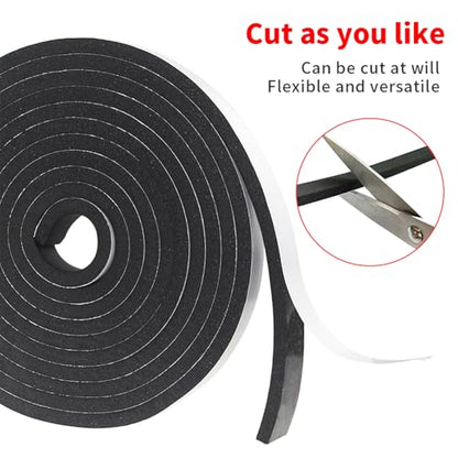 Foam Insulation Tape self Adhesive,1/2In x 1/4In x16.4Ft Weather Stripping for Doors and Windows,Sound Proof soundproofing Door Seal,Weatherstrip,Pipe Cooling, Air Conditioning Seal Strip - size: 1/2 in x 1/4 in x 16.4 ft