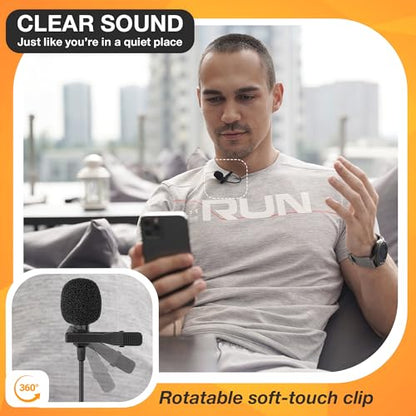 Professional Grade Lavalier Microphone with Adapter Compatible with iPhone - Lapel Microphone for iPhone X 11 12 13 14 Pro - iPhone Compatible External Microphone - iPhone XR, XS, XS Max Video Mic - style: SIngle Wired