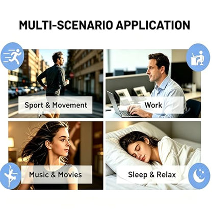 Sleep Earbuds Bluetooth 5.4, Mini Invisible Noise Blocking Sleeping Headphones, Hidden Earbuds with LED Display for Small Ears, for Side Sleepers Meditation Travel Gym Workout (Black) - color: Black