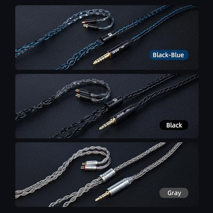 2 Meter Long 2Pin IEM Cable, in Ear Monitor Replacement Earbuds Earphone Cable, KBEAR ST12 Plus 8 Core 4N OFC Silver-plated HiFi Headphone Wire for KZ ZST/AS10/ZS10/ZST-X CCA C10/C12(Grey, 2PIN 3.5MM)