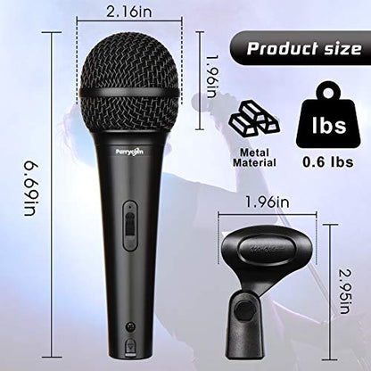 Karaoke Microphone for Singing, Perrycom Dynamic Microphone, Vocal Microphone with On Off Switch, Handheld Microphone Clip, XLR Mic- Cardioid - style: Super Cardioid