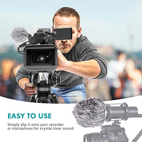 Movo WS1 Furry Microphone Windscreen | For Zoom H1n, H1essential & H1 Recorders, Outdoor Wind Muff / Deadcat, For Small Mics up to 3" x 40mm
