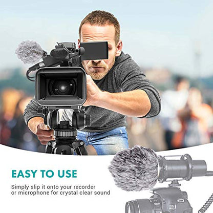 Movo WS1 Furry Microphone Windscreen | For Zoom H1n, H1essential & H1 Recorders, Outdoor Wind Muff / Deadcat, For Small Mics up to 3" x 40mm