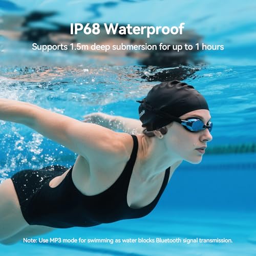 NANK Bone Conduction Headphones, Runner4 Swimming Headphones IP68 Open Ear | Wireless Bluetooth 5.4 Earphones, 16GB MP3 Memory, Underwater Sport Waterproof Earbuds for Swimming Running Cycling Fitness
