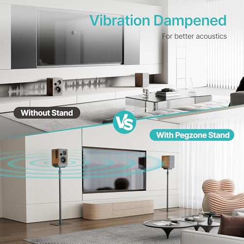 Height-Adjustable Speaker Stands Pair, Black | Height Adjustable from 33.4" to 44", 11LBS Capacity, Surround Sound Speaker Stands, Cable Management, 1 Pair