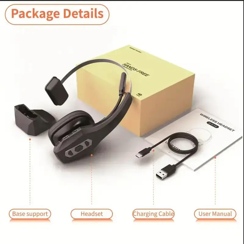 Single Ear Trucker Headset - Wireless Bluetooth 5.3 Headphones w/AI Noise Cancelling Mic, Mute Button, 60H Battery - On Ear Headset for Drivers, Office Work, Call Centers, Cell Phones & Home Use