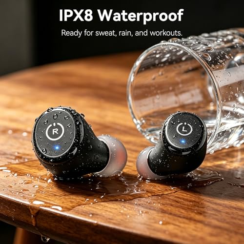 TOZO T10 Wireless Earbuds Powerful Bass Stereo Wireless Charging, APP, IPX8 | Waterproof, 55H Playtime, Ergonomic Design In Ear buds, App Customize EQ, Bluetooth 5.3 Headphones for Work, Travel, Black - color: Black