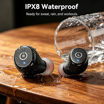 TOZO T10 Wireless Earbuds Powerful Bass Stereo Wireless Charging, APP, IPX8 | Waterproof, 55H Playtime, Ergonomic Design In Ear buds, App Customize EQ, Bluetooth 5.3 Headphones for Work, Travel, Black - color: Black