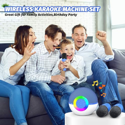 Mgaolo Mini Karaoke Machine for Kids Adults,Portable Bluetooth Speaker with 2 Wireless Microphones,Gift Toys with MP3 Player for Boys Girls 3-12 Year Old Birthday Family Home Party Present (Blue) - color: Blue 2mic