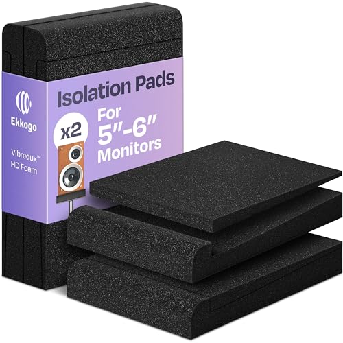 Studio Monitor Isolation Pads Premium Acoustic Foam Elevates Audio Ideal for 5 Inch Speakers Enhanced with Vibredux HD Foam for Superior Isolation - size: For 5″ Monitors
