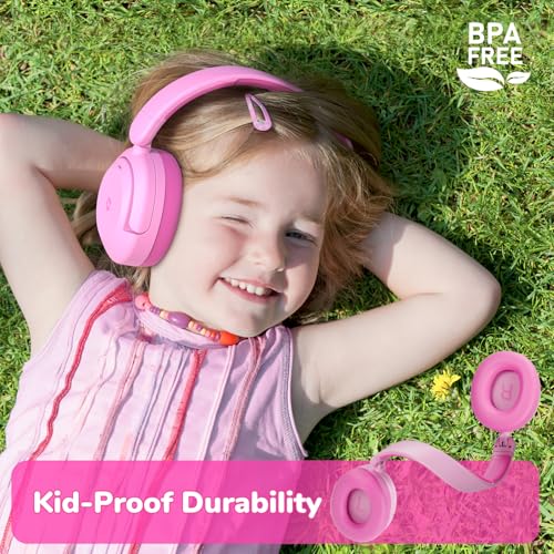 iClever BTH20 Active Noise Cancelling Headphones for Kids Toddler Travel | SafeSound Tech3.1, 60H Play Time, USB C AUX Cable, Award-Winning Kids Bluetooth Wireless Headphones for Boys/Girls/Autism - color: A-Pink
