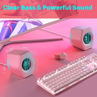 Edifier G2000 32W PC Computer Speakers for Gaming Desktop PC Laptop Mac Computer Woofer Speakers Bluetooth USB 3.5mm AUX Inputs RGB Lights Multimedia Speakers Pink - color: Pink