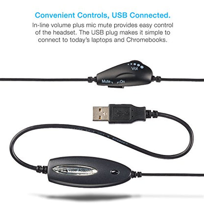 Cyber Acoustics AC-840 Mono USB Headset with Comfortable All-Day Fit | Great for Call Centers, Education and Office Use, Lightweight Build, Clear Audio