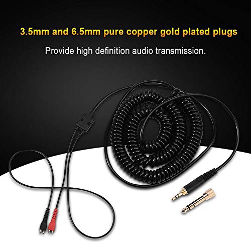 Zerone Coiled Headphone Cable with 3.5MM and 6.5MM Plug, Replacement Coiled Spring Stereo Audio Cable for HD25/560/540/480/430/250 Headphones