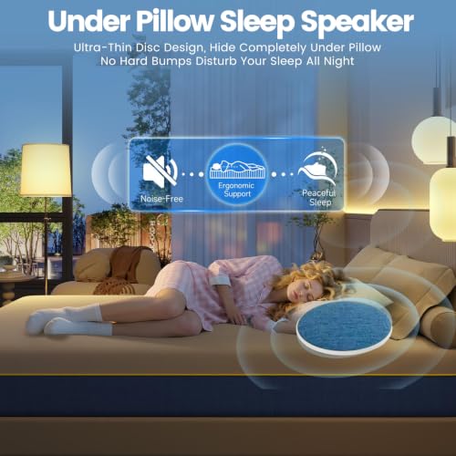 Pillow Speaker for Sleeping with Built-in White Noise, Bluetooth 5.4 Sleep Aid for Side Sleepers, Auto-Off Timer, 48H Battery, USB-C Bedside Sleep Speaker
