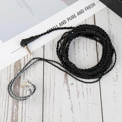 1.5 Meter QDC in Ear Monitor Cable CCA CRA IEM Extension Headphone Cable Cords for EDX PRO/Castor/KZ ZS10 PRO/ZAR/ZAX/ZAS/AS16/ZSNPRO, CCZ 4N OFC Silver-Plated Wire (Inky, Recessed 2 Pins, 3.5mm Plug) - size: QDCpins 3.5mm, style: 1.5m long