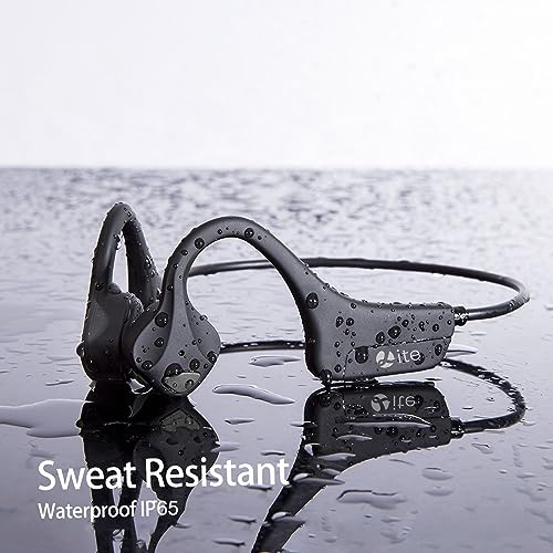 Bone Conduction Headphones Bluetooth, Wireless Open-Ear Headset with Microphones,Titanium Lightweight Sweat Resistant, Answer Phone Call Sports Earphones for Running Hiking Bicycling - color: Black