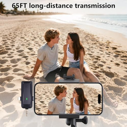 wireless lavalier microphone, suitable for iPhone/Android phones/cameras/computers/four in one lavalier microphone, suitable for video and audio recording, TikTok, etc., with microphone Bags, black