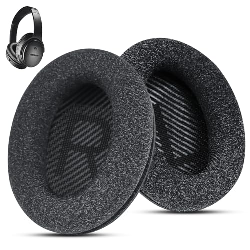 Fabric Comfort Replacement Ear Pads for Bose QuietComfort 35 / QC35 – Fits QC25 QC45 QC15 QC2 AE2 AE2i AE2w SoundLink & SoundTrue (S2 Style) - color: Black & Black & Grey